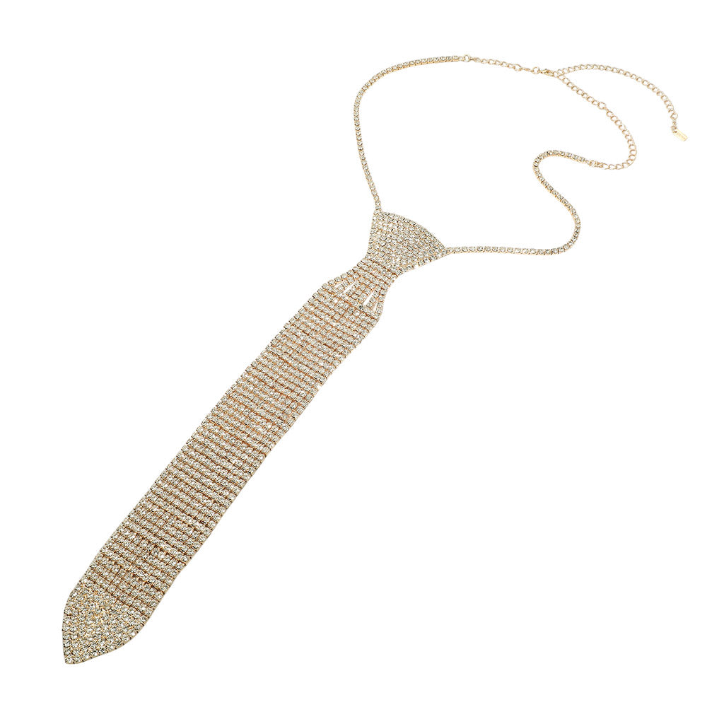 Crystal Necktie Statement Necklace for Women