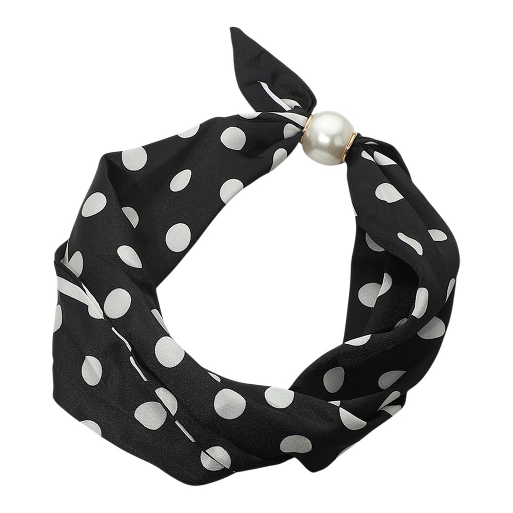 Polka Dot Pearl Scarf Necklace