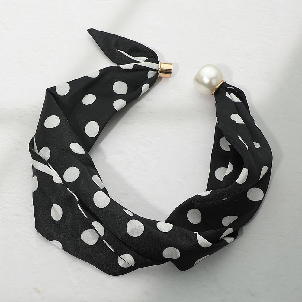 Polka Dot Pearl Scarf Necklace