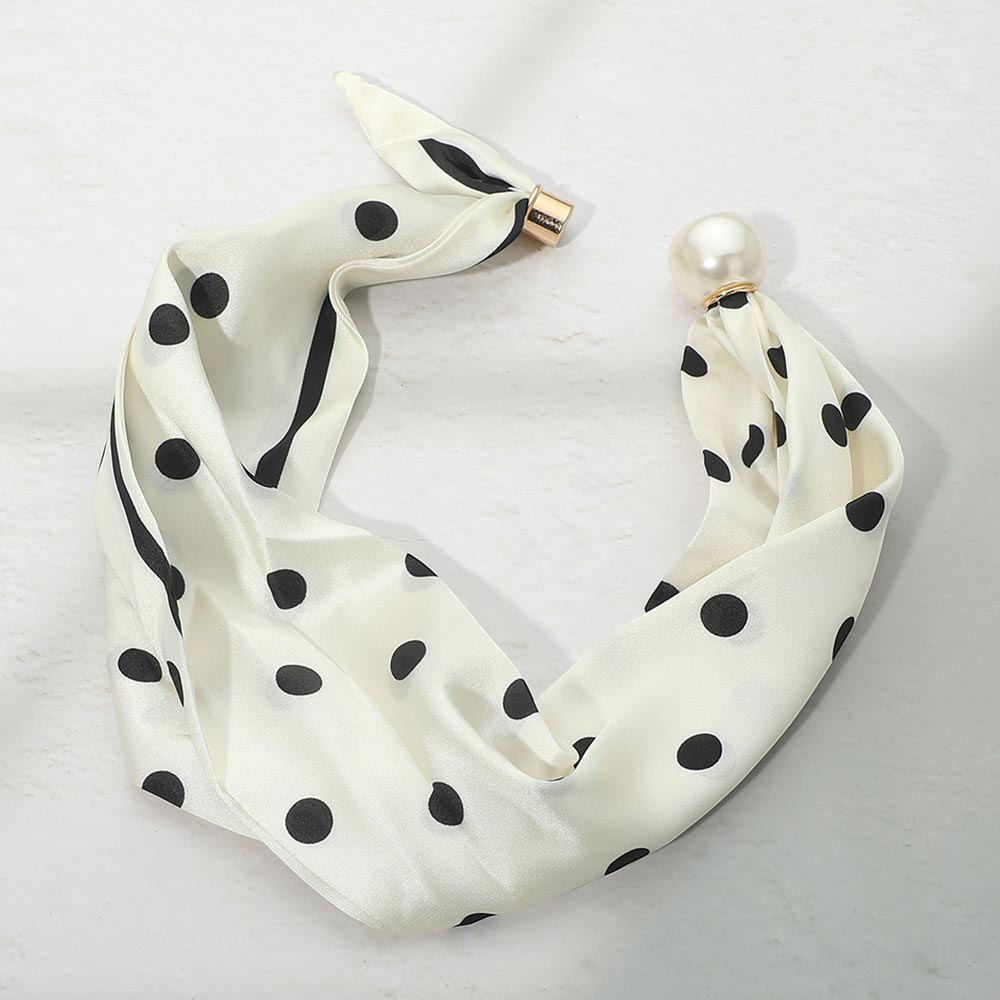 Polka Dot Pearl Scarf Necklace
