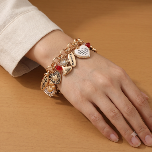 Inspirational Engraved Heart Charm Bracelet Women Adjustable Fashion Jewelry