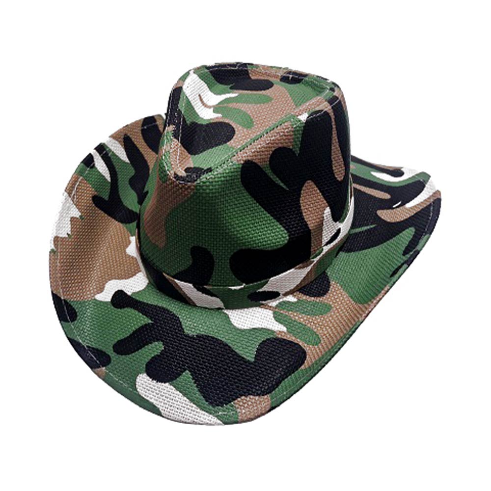 Camo Print Wide-Brim Cowboy Hat - model wearing