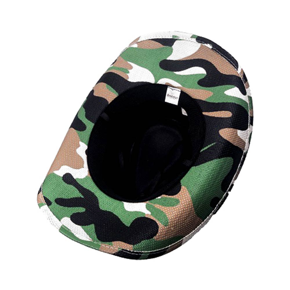 Camo Print Wide-Brim Cowboy Hat - front view