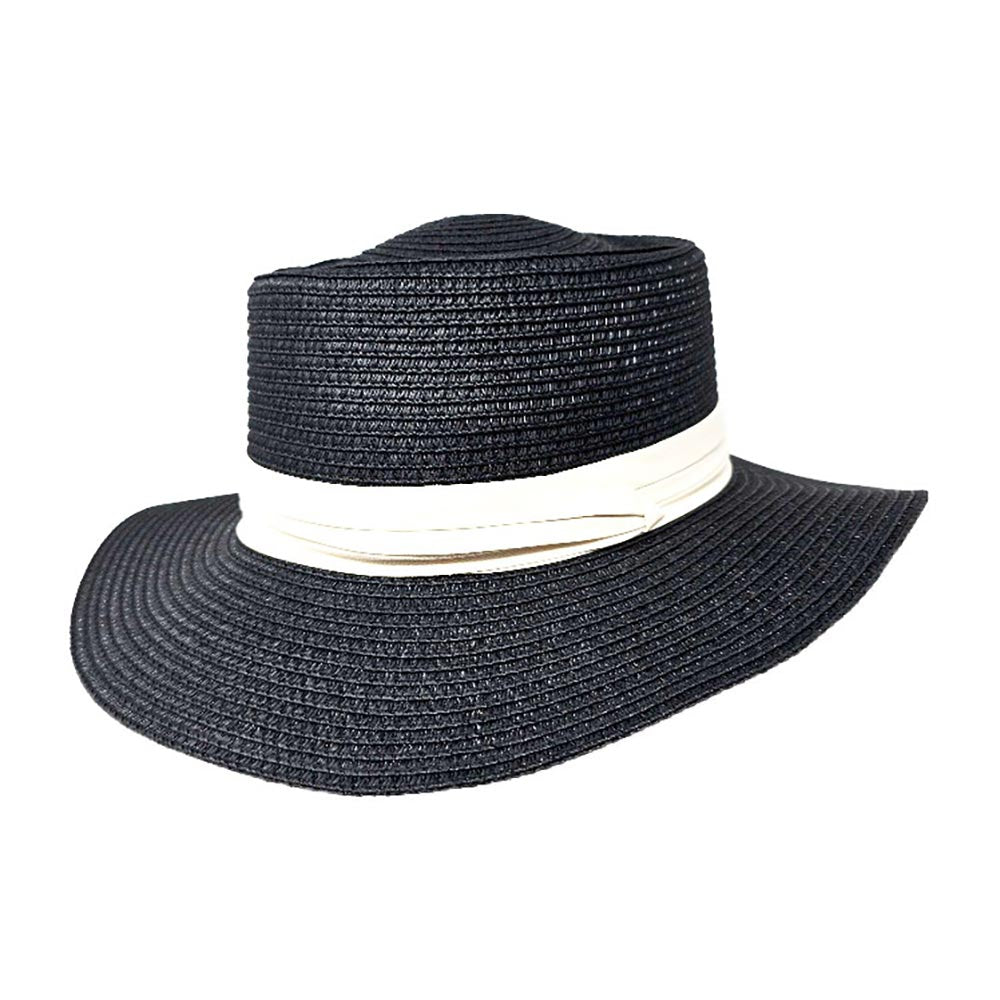 Ribbon Band Woven Panama Straw Hat for Women Summer Sun Protection