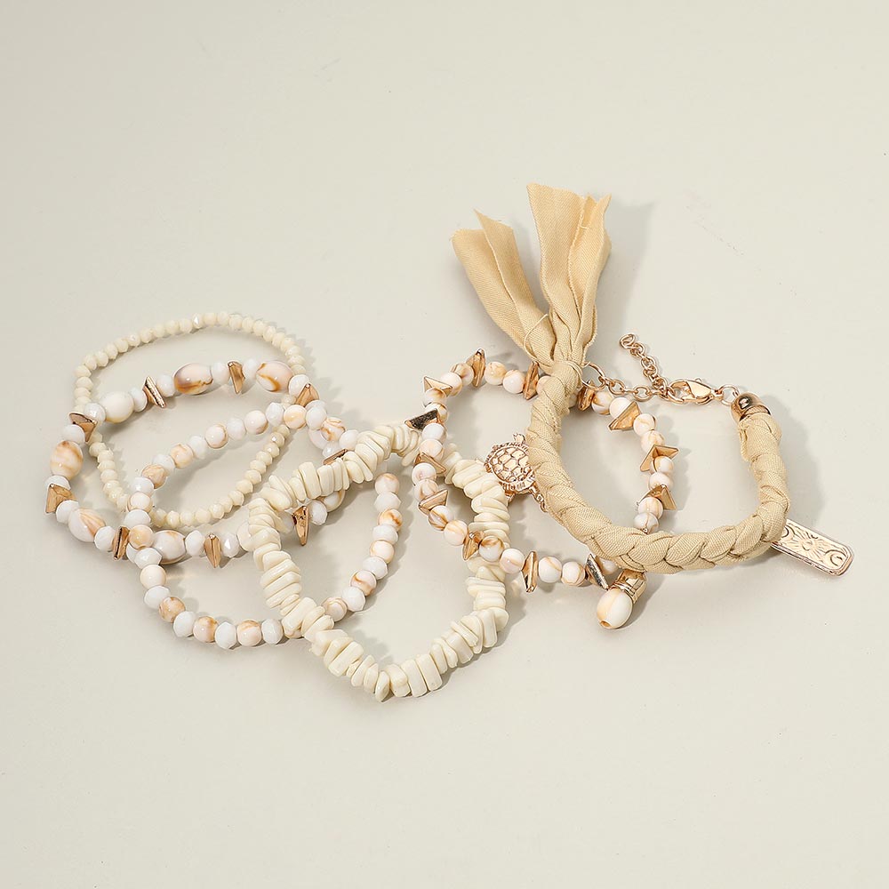 6pcs Boho Turtle Beach Charm Beaded Bracelet Set