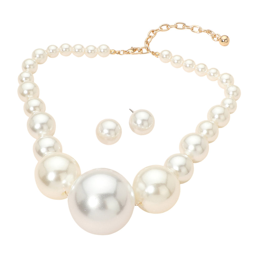 Oversized Pearl Beaded Statement Necklace – Chunky Multi-Strand Pearl Bib Ne