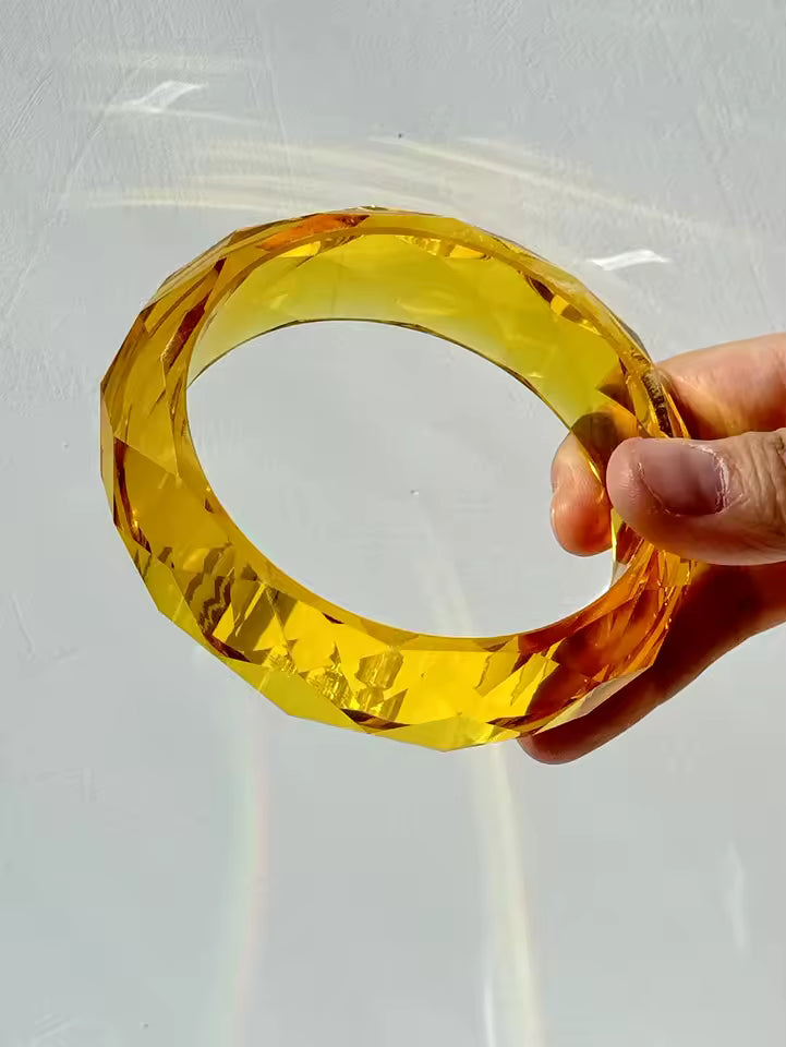 Geometric Faceted Resin Bangle Bracelet Stackable Statement Jewelry
