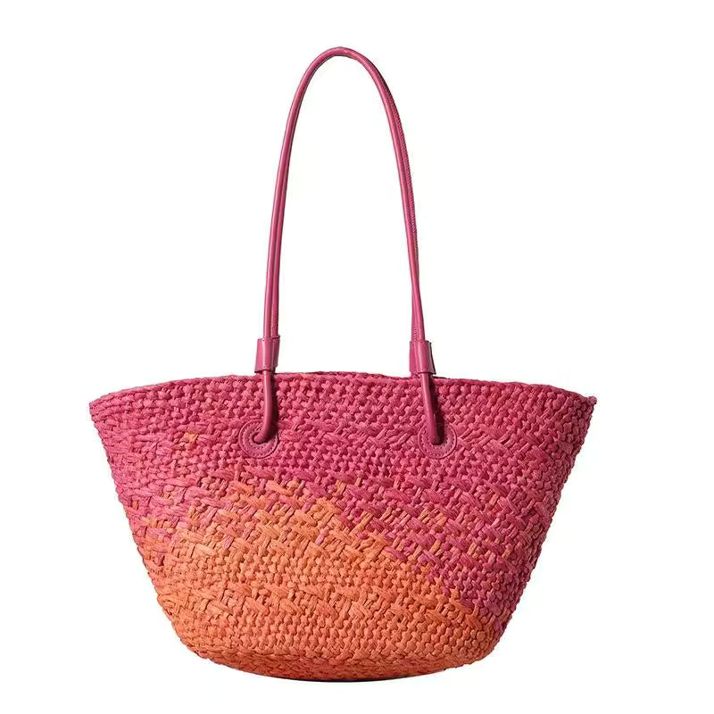 Woven Straw Tote Bag Summer Beach Shoulder Bag