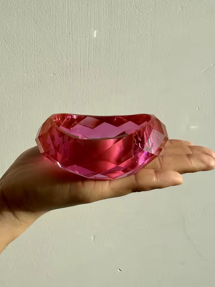 Geometric Faceted Resin Bangle Bracelet Stackable Statement Jewelry