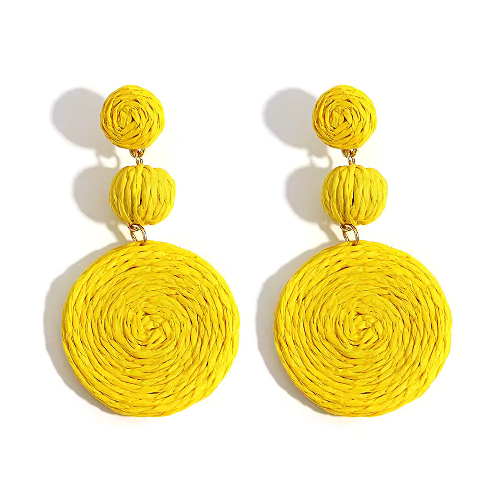 Hemp Rope Circle Dangle Earrings Handmade Boho Statement Lightweight Drop Earrings Multicolor Artisan Jewelry