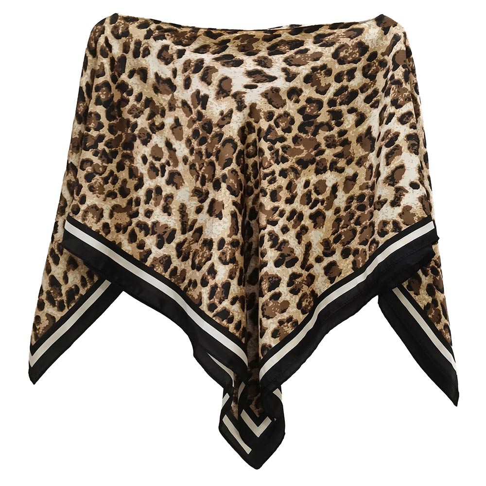 Leopard Print Black Border Poncho Top