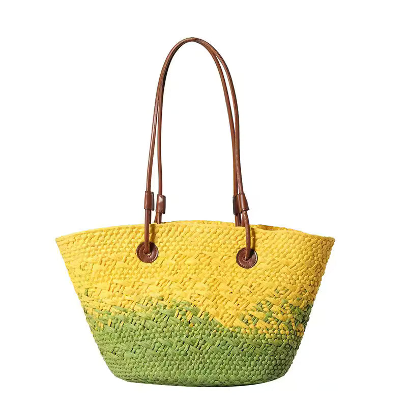 Woven Straw Tote Bag Summer Beach Shoulder Bag