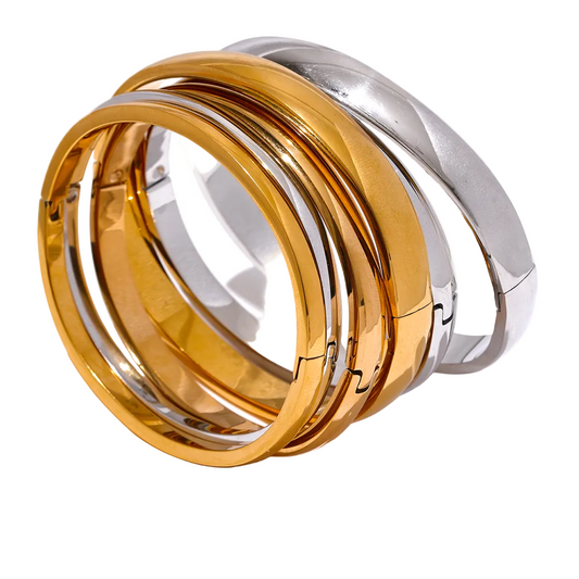 Waterproof Stainless Steel Bangle Bracelet | Tarnish-Resistant Stack Bracelet