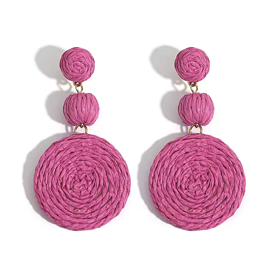 Hemp Rope Circle Dangle Earrings Handmade Boho Statement Lightweight Drop Earrings Multicolor Artisan Jewelry