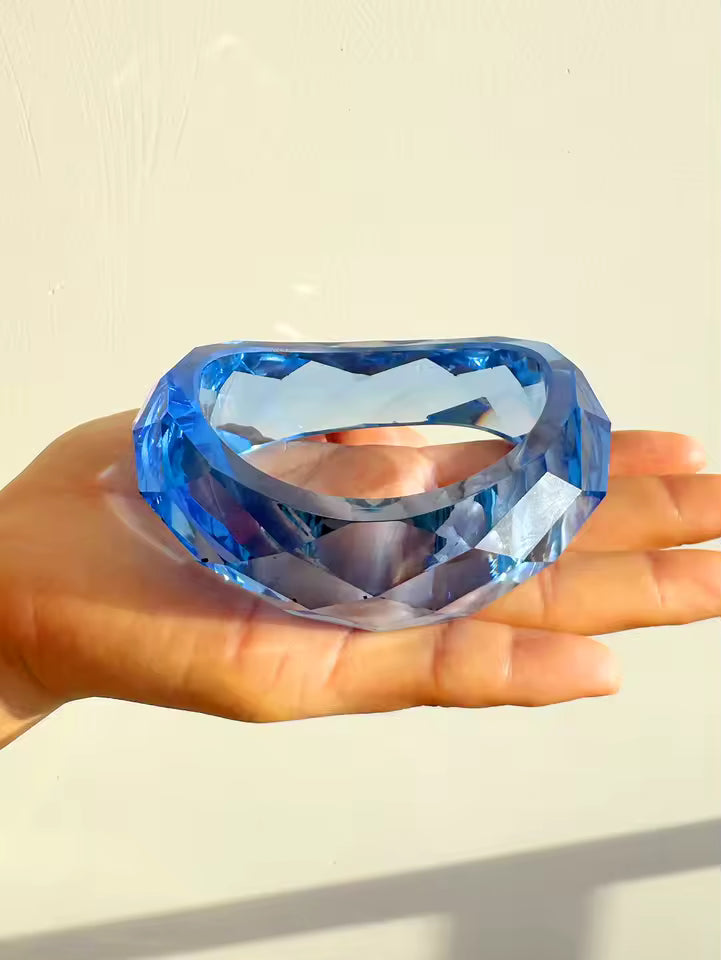 Geometric Faceted Resin Bangle Bracelet Stackable Statement Jewelry