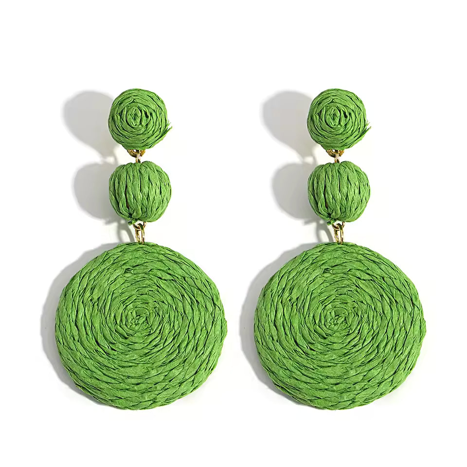 Hemp Rope Circle Dangle Earrings Handmade Boho Statement Lightweight Drop Earrings Multicolor Artisan Jewelry