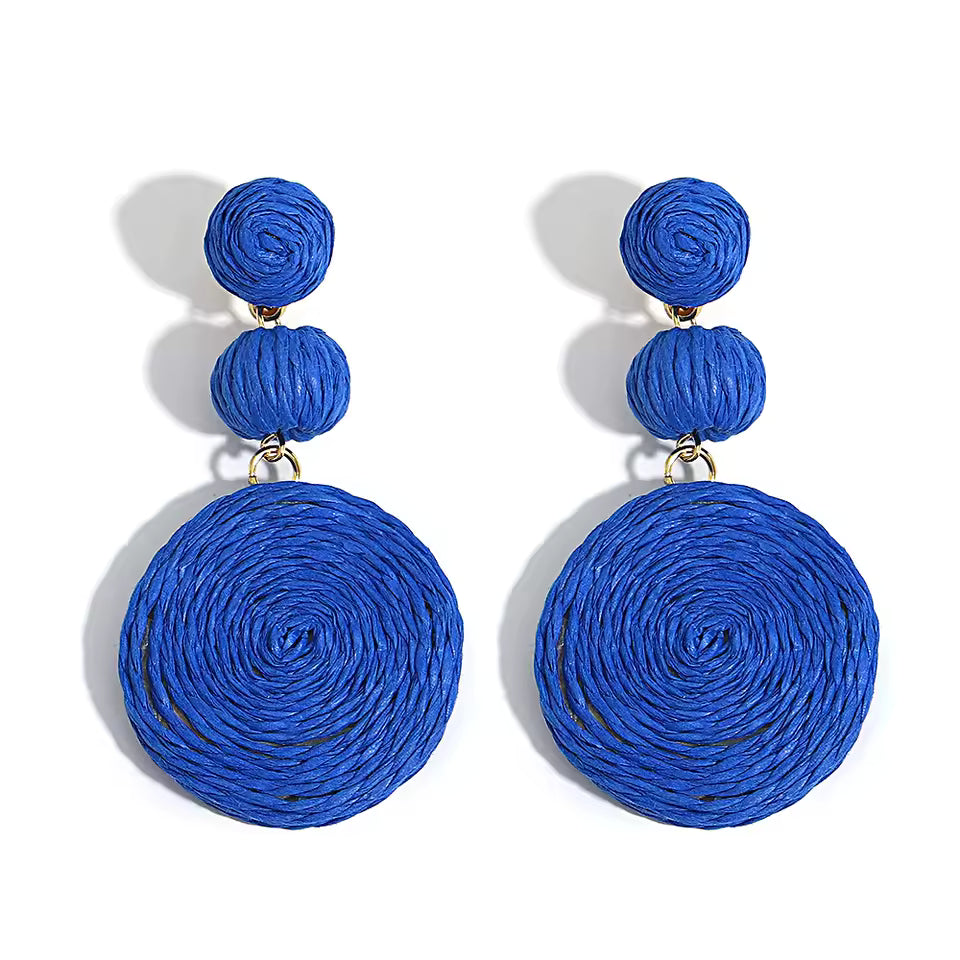Hemp Rope Circle Dangle Earrings Handmade Boho Statement Lightweight Drop Earrings Multicolor Artisan Jewelry