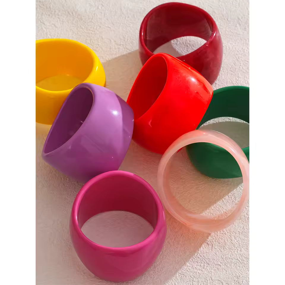 Resin Bangle Bracelet Lightweight Stackable Colorful Fashion Jewelry