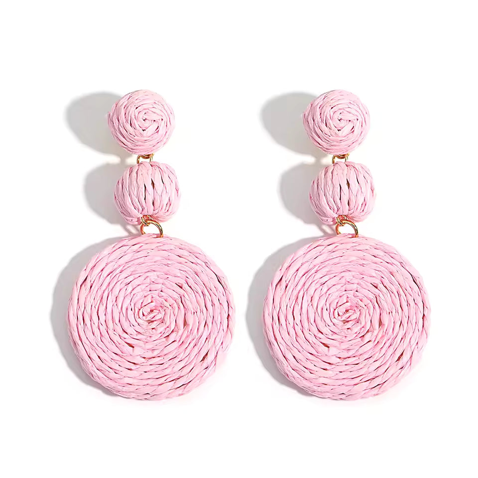 Hemp Rope Circle Dangle Earrings Handmade Boho Statement Lightweight Drop Earrings Multicolor Artisan Jewelry