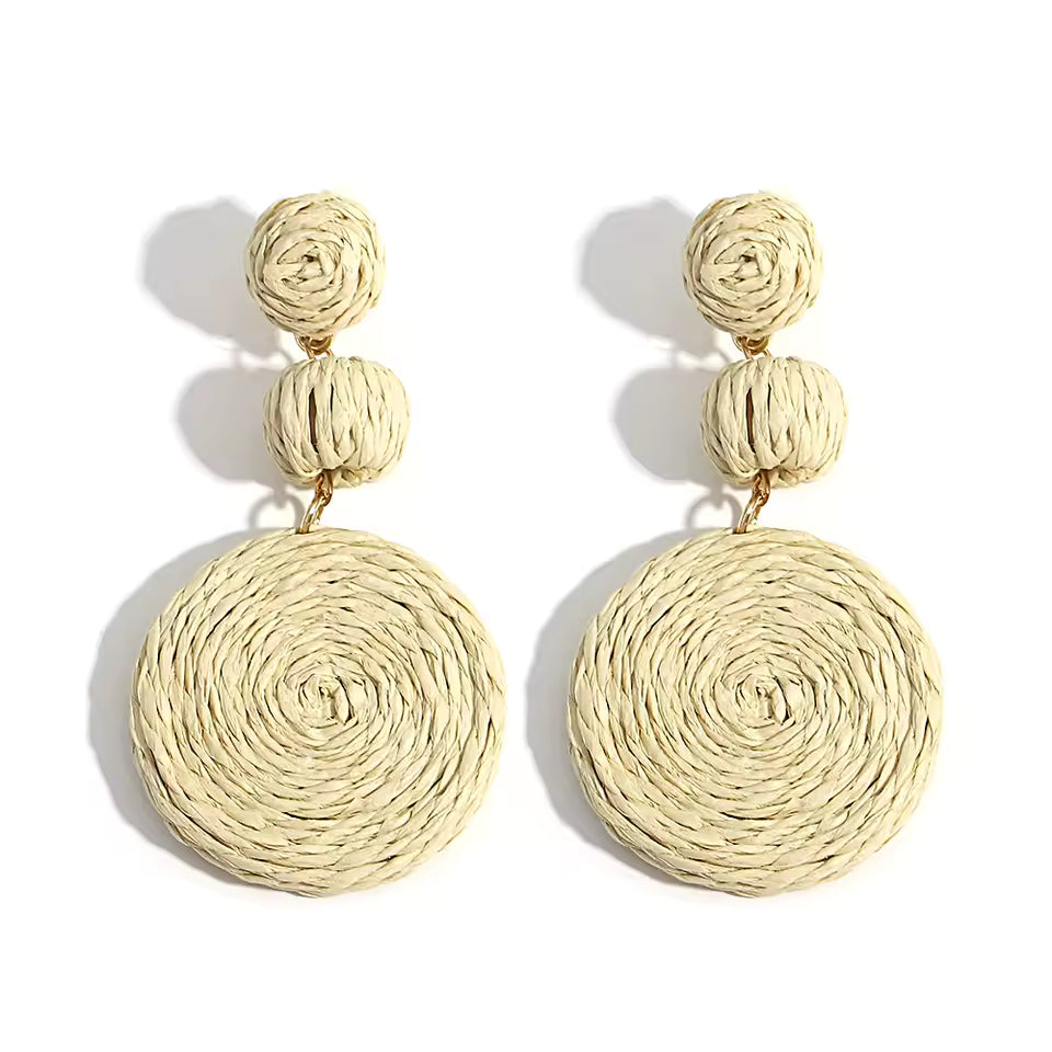 Hemp Rope Circle Dangle Earrings Handmade Boho Statement Lightweight Drop Earrings Multicolor Artisan Jewelry