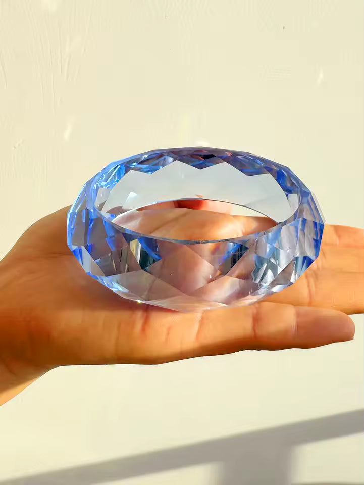 Geometric Faceted Resin Bangle Bracelet Stackable Statement Jewelry