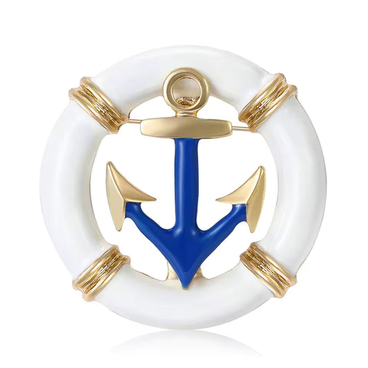 Nautical Anchor Life Ring Enamel Pin Brooch Maritime Gift