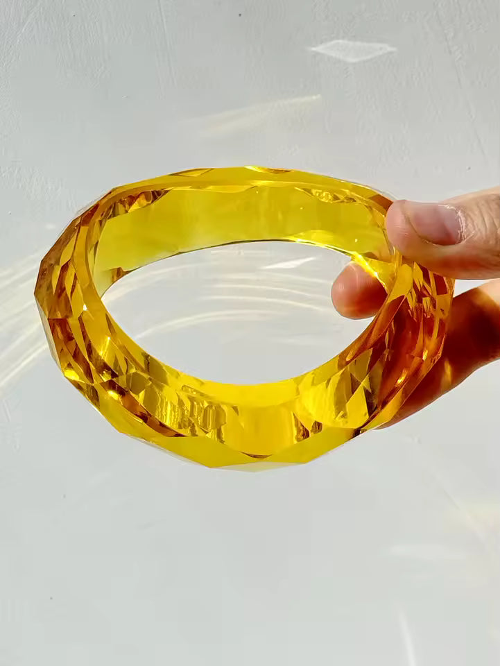 Geometric Faceted Resin Bangle Bracelet Stackable Statement Jewelry