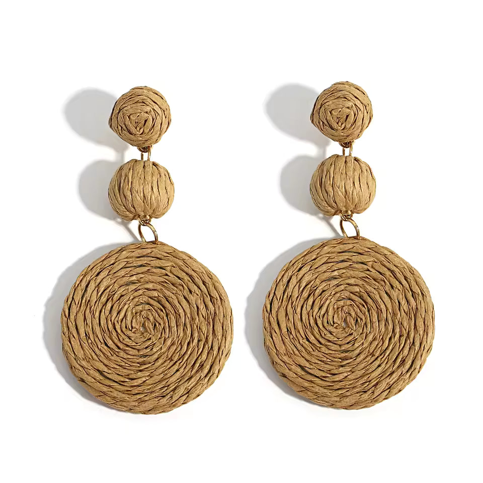 Hemp Rope Circle Dangle Earrings Handmade Boho Statement Lightweight Drop Earrings Multicolor Artisan Jewelry