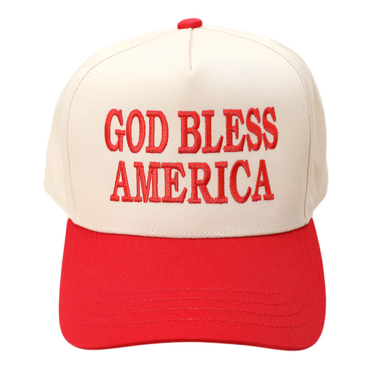 GOD BLESS AMERICA USA Embroidered Baseball Hat Adjustable Patriotic Cap