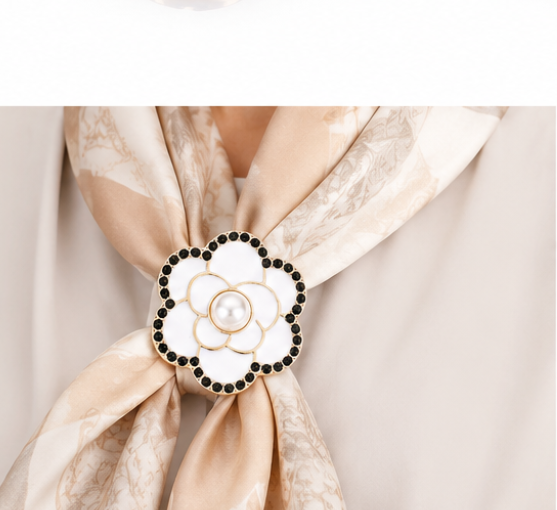 Pearl Camellia Flower Brooch Pin Set
