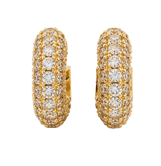 14K Gold Dipped Pave CZ Mini Huggie Hoop Earrings
