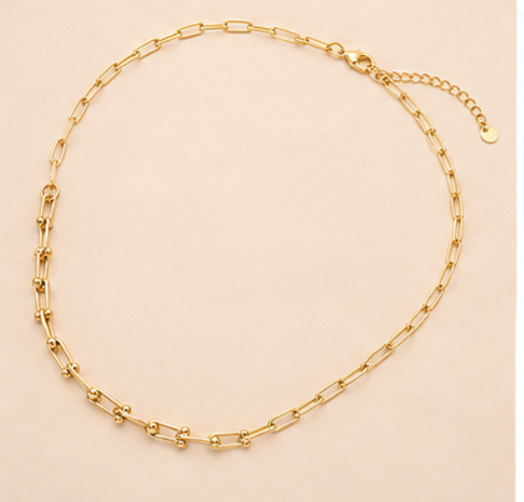 Gold Stainless Steel Hardware Link Chain Necklace for Women Non Tarnish Adjustable