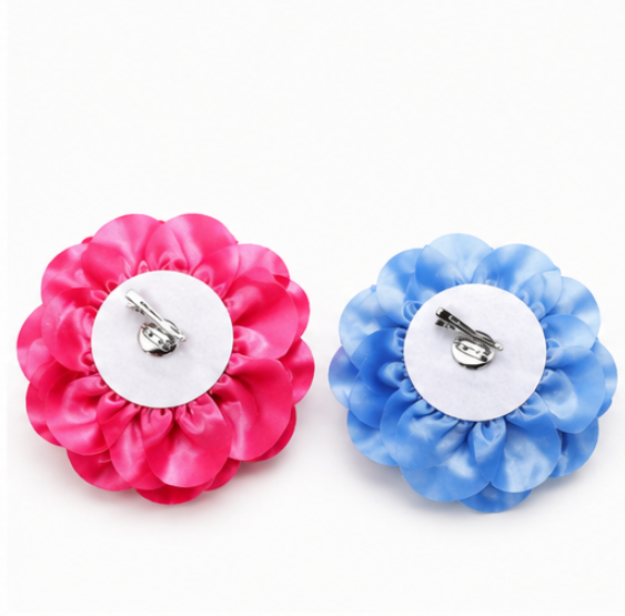 Oversized Fabric Flower Hair Clip & Brooch Pin Set | 2 Piece Statement Floral Accessories