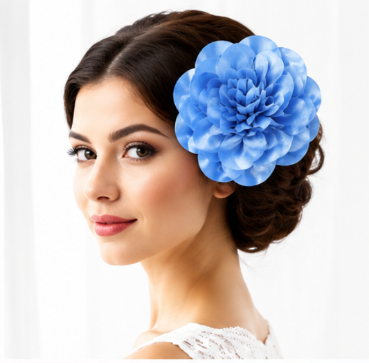 Oversized Fabric Flower Hair Clip & Brooch Pin Set | 2 Piece Statement Floral Accessories