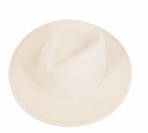 Cream Wide Brim Fedora Hat