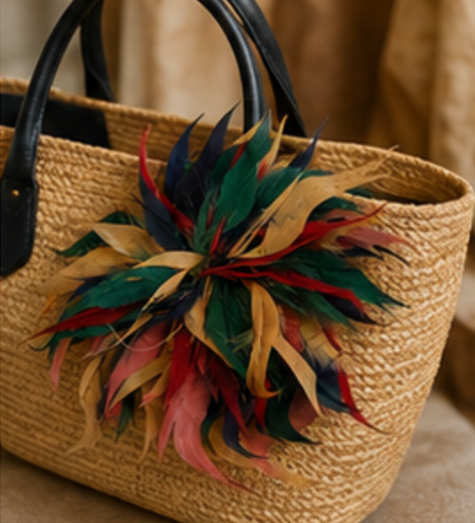 Oversized Multicolor Feather Brooch & Hair Clip – Dual-Use Statement Accessory for Women