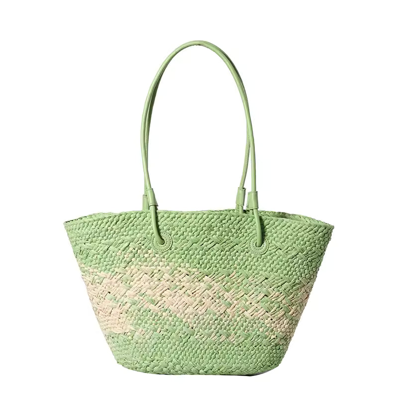Woven Straw Tote Bag Summer Beach Shoulder Bag