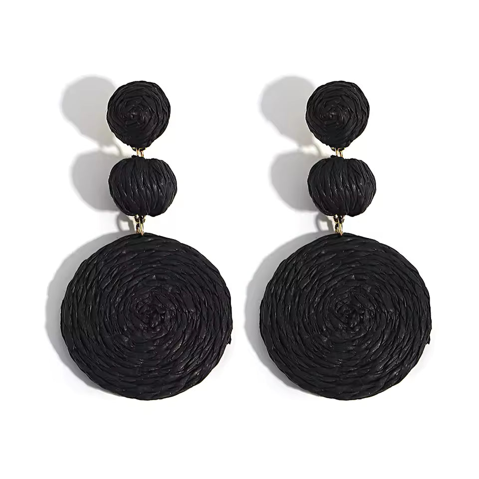 Hemp Rope Circle Dangle Earrings Handmade Boho Statement Lightweight Drop Earrings Multicolor Artisan Jewelry