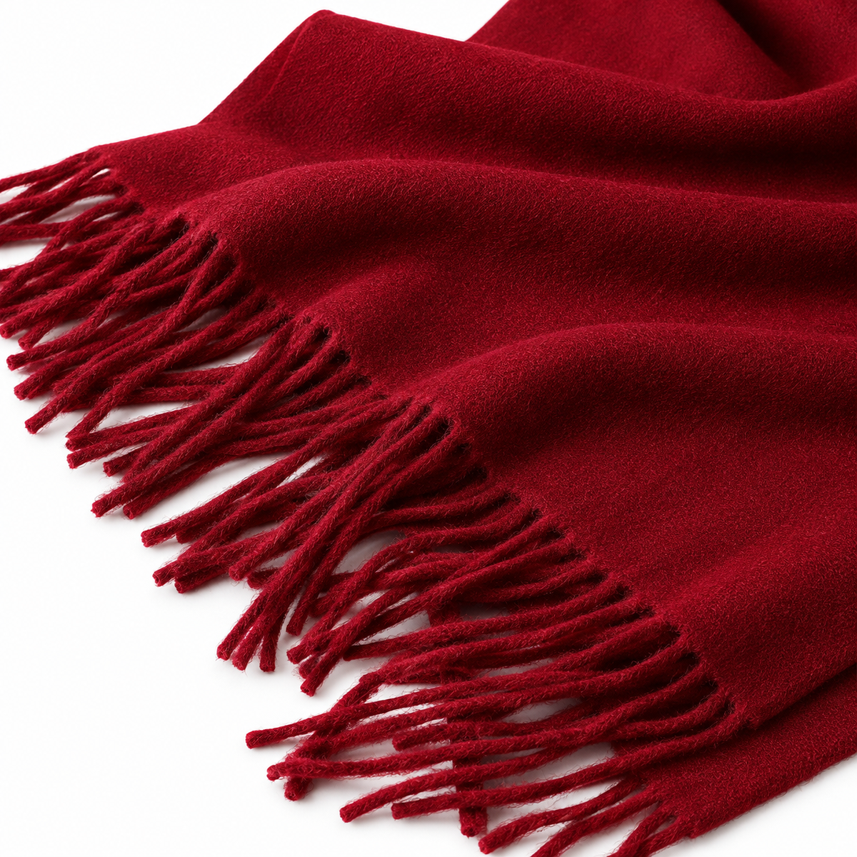 Super Soft Cashmere Feel Acrylic Scarf Wrap Burgundy Red Long Fringe
