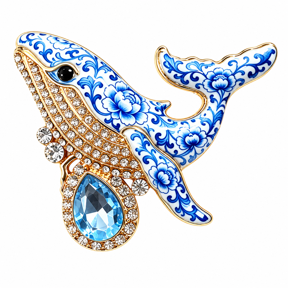3-Piece Whale Rhinestone Brooch Pin Set for Women