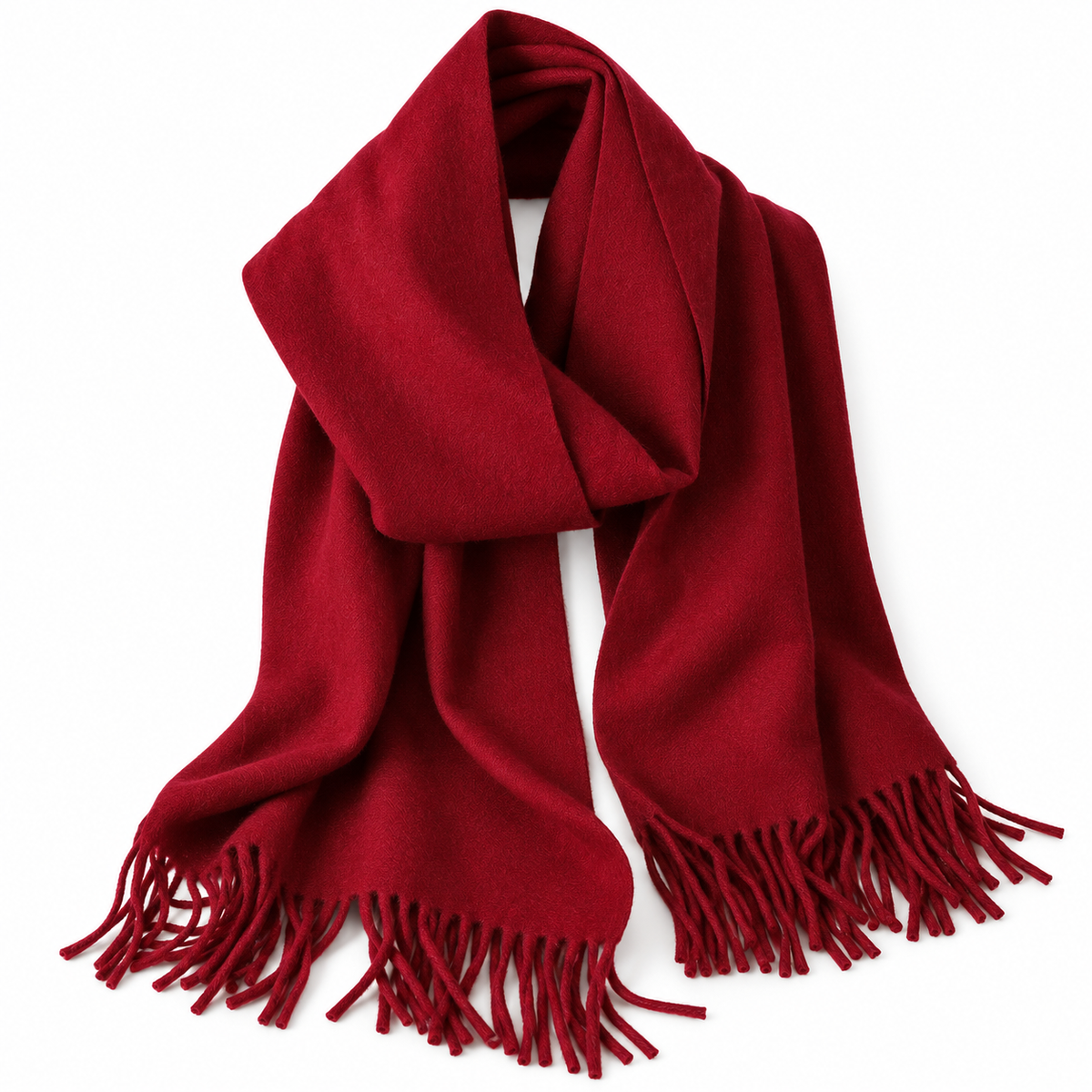 Super Soft Cashmere Feel Acrylic Scarf Wrap Burgundy Red Long Fringe