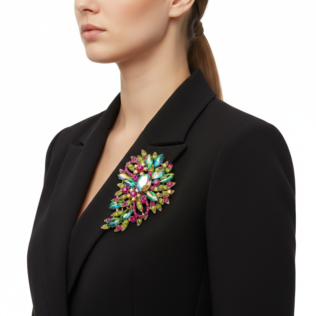 AB Crystal Brooch – Black Blazer