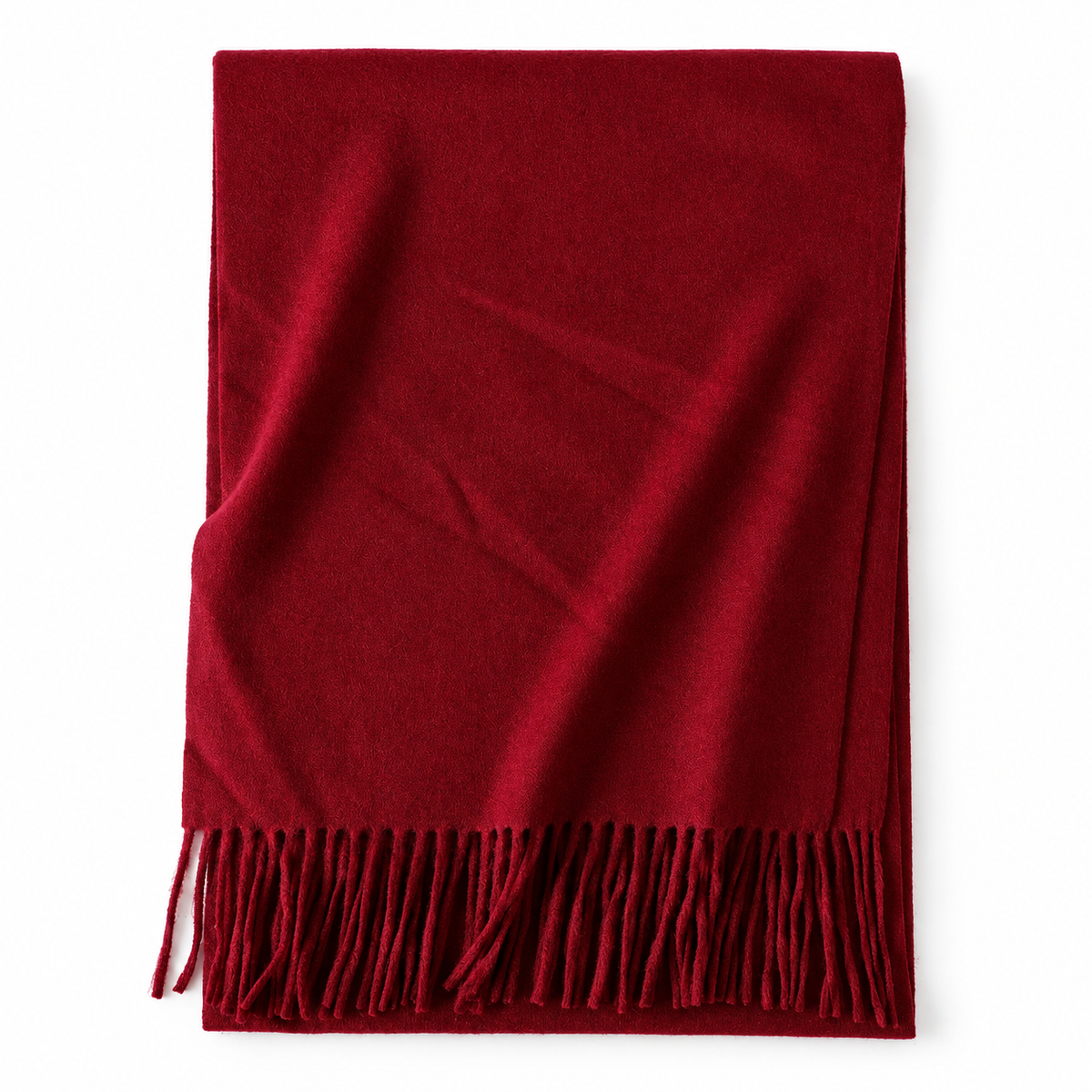 Super Soft Cashmere Feel Acrylic Scarf Wrap Burgundy Red Long Fringe