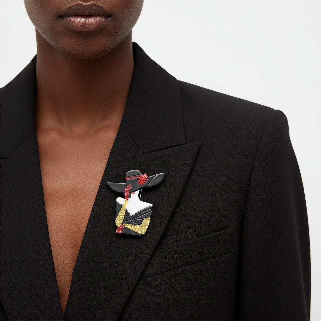 Art Deco Brooch on Blazer Lapel