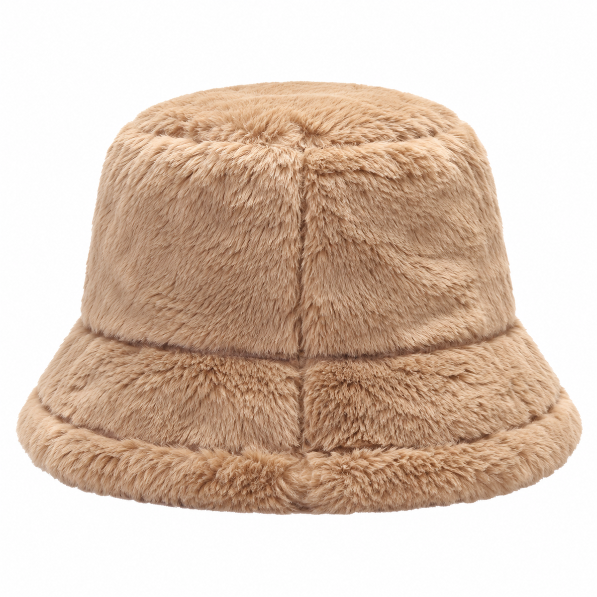 Camel Faux-Fur Bucket Hat for Women