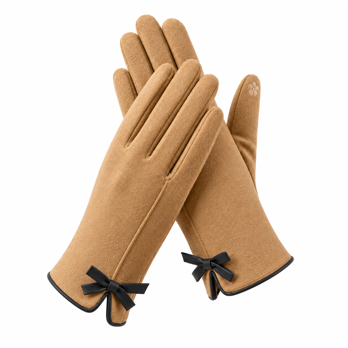 Women's Touchscreen Winter Gloves Bow Detail Plush Lined One Size Colors