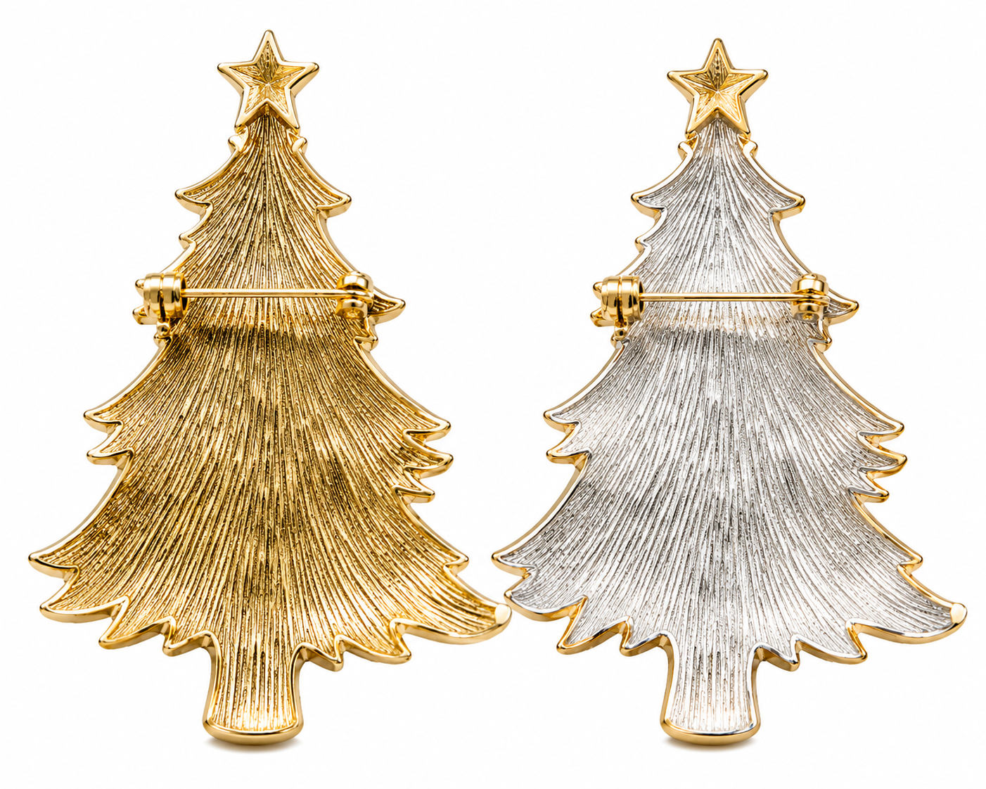 Christmas Tree Brooch Pin with Rhinestone Holiday Charms