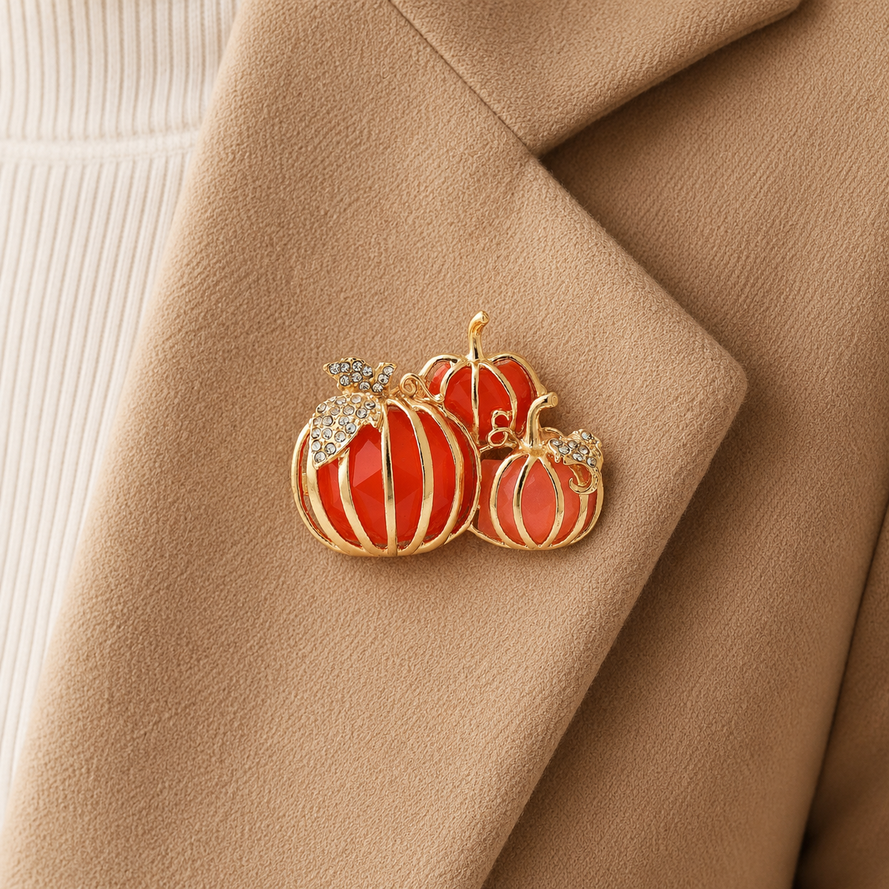 3-Piece Harvest Fruit Brooch Set – Apple, Pumpkin & Lemon Pins