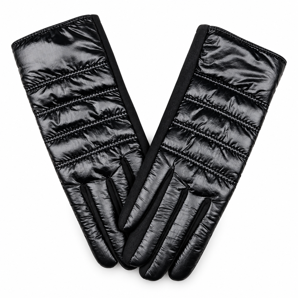 Women's Black Quilted Touchscreen Winter Gloves