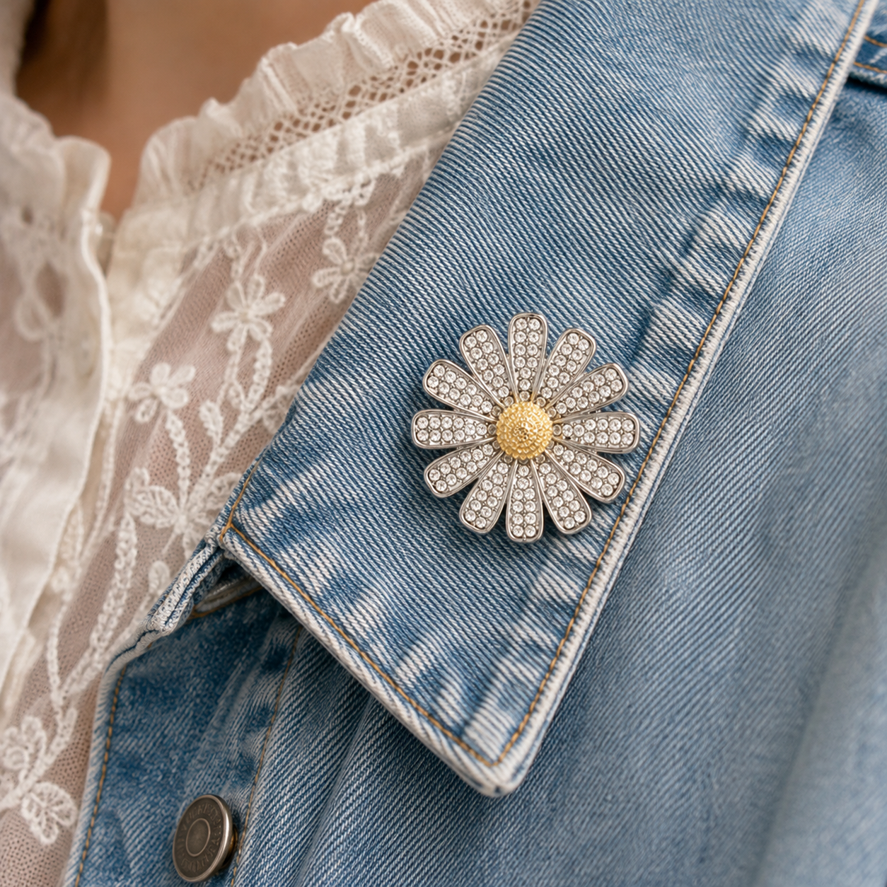 Rhinestone Brooch Set of 3 – Crystal Carrot, Daisy Flower & Unicorn Rabbit Pin Set